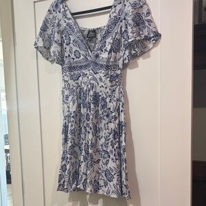 Floral Blue and White Dress
